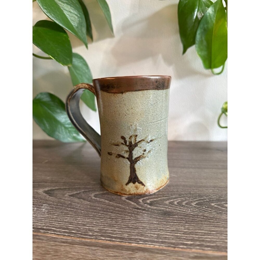 Handmade Pottery Mug with Tree Design